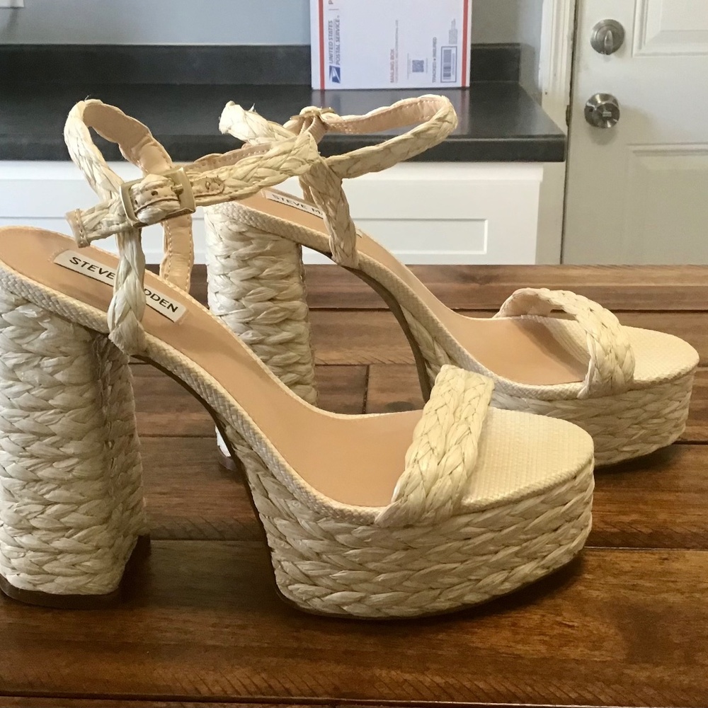 Steve Madden Tiera Heeled Sandal~Raffia~Size 10